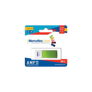 MEMORIAS USB AMPO MEMOFLEX 32GB VERDE PAQ. 14