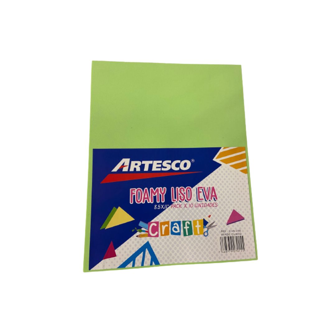 FOAMY ARTESCO LISO EVA (50 X 70)CM VERDE PAQ. 10