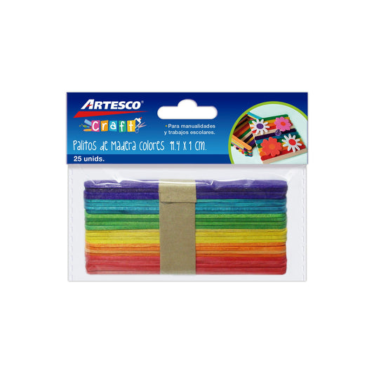 PALITOS DE MADERA (11.4 X 1CM) 25/1 COLORES BL UNIDAD 1