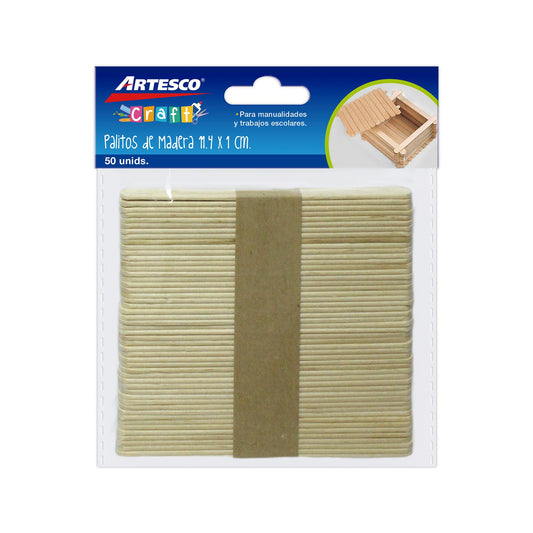 PALITOS DE MADERA (11.4 X 1CM) 50/1 BL PAQ. 12