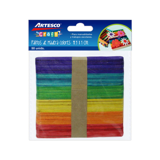 PALITOS DE MADERA (11.4 X 1CM) 50/1 COLORES BL UNIDAD 1