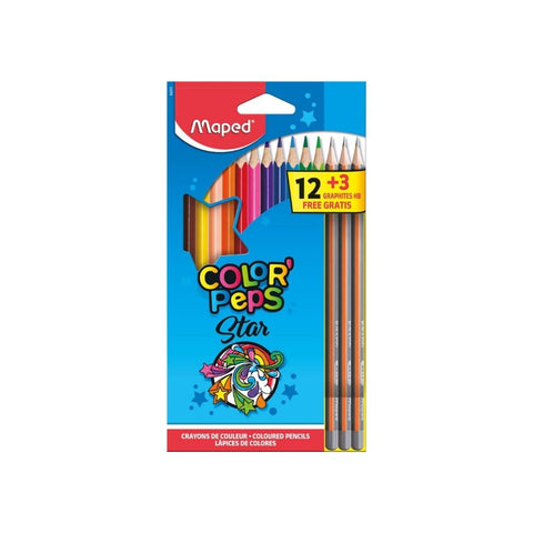 JUEGO LAPICES COLORES COLOR PEPS STAR 12/1 + 3 Free PAQ. 12