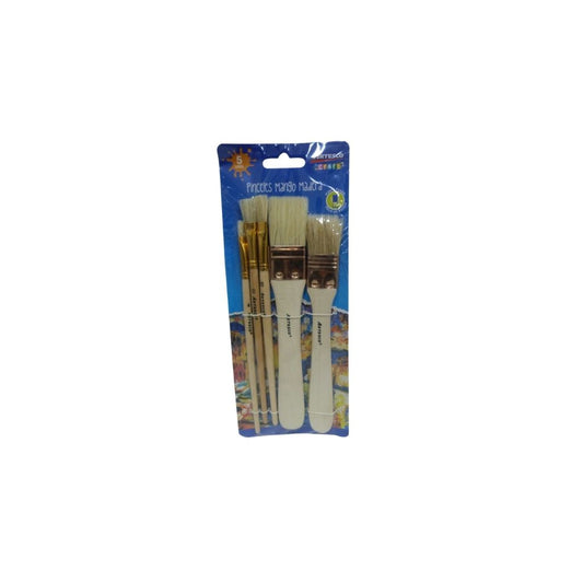 JUEGO DE PINCELES BROCHA 5/1 M. MADERA BLISTER PAQ. 12
