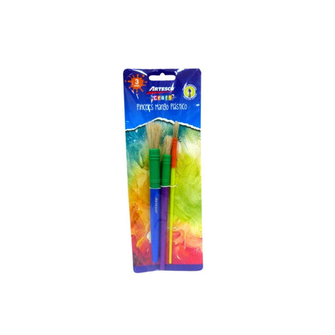 JUEGO DE PINCELES REDONDO 3/1 M.PLASTICO BICOLOR BL PAQ. 40