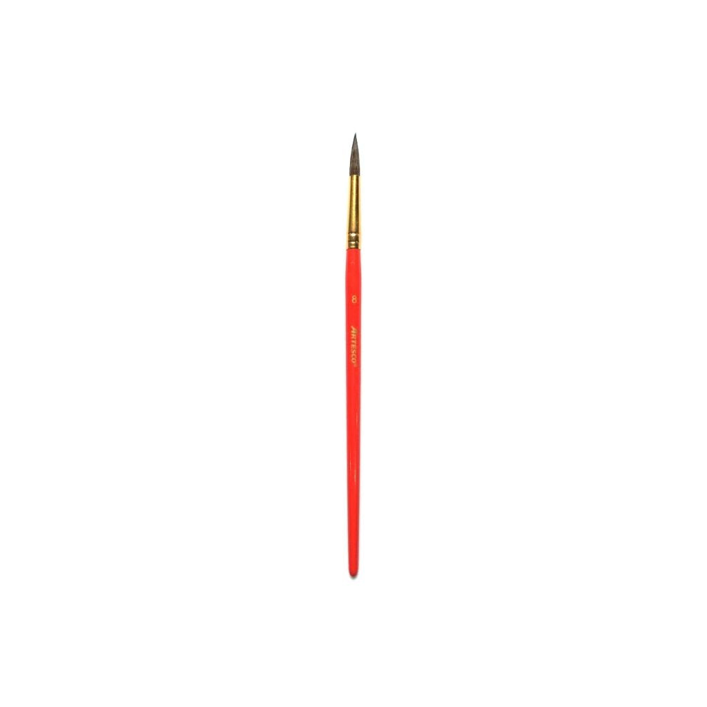 PINCELES PONY REDONDO #8 M.MADERA ROJO PAQ. 12
