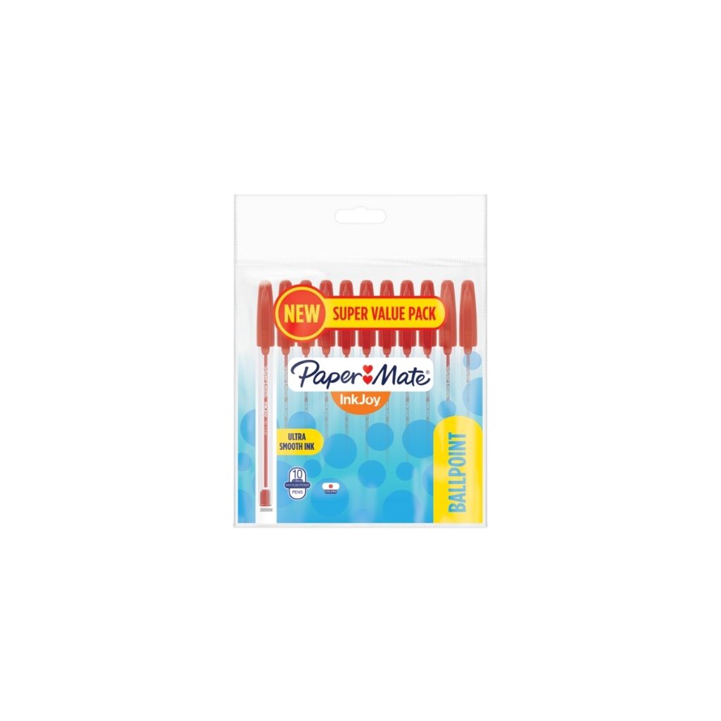 BOLIGRAFOS INKJOY  50 CLEAR 10/1 ROJO Blisters PAQ. 12