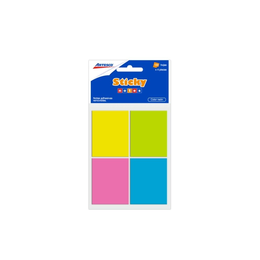NOTAS ADHESIVAS (1.5 X 2) NEON 4/1 BLISTER #653 PAQ. 12