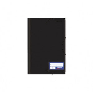 FOLDERS PLASTICO C/ELASTICO Y BROCHE NEGRO (8.5 x 13) PAQ. 24