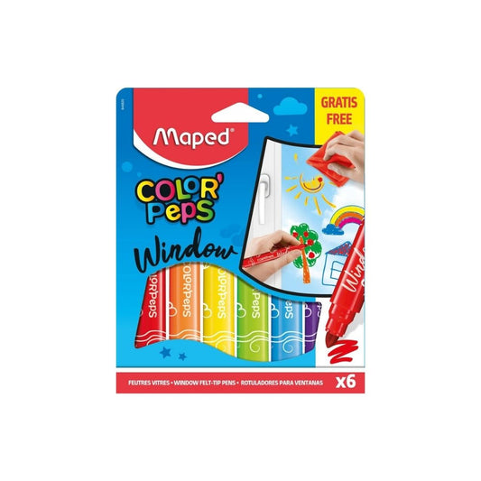 JUEGO FELPAS P/VIDRIO COLORPEPS 6/1 BLISTER PAQ. 8