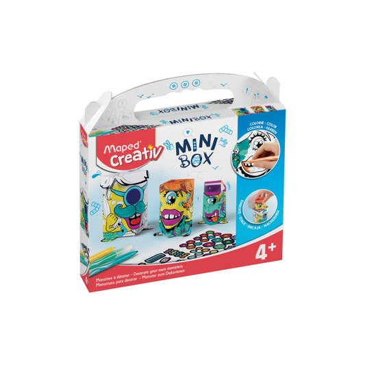JUEGOS CREATIVOS, MINI BOX - MONSTRUOS P/DECORAR- UNIDAD 1