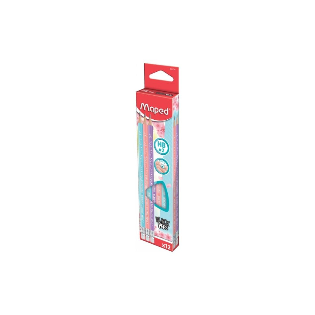 LAPICES GRAFITO HB CUERPO PASTEL C/GOMA 12/1 CAJA BL PAQ. 12