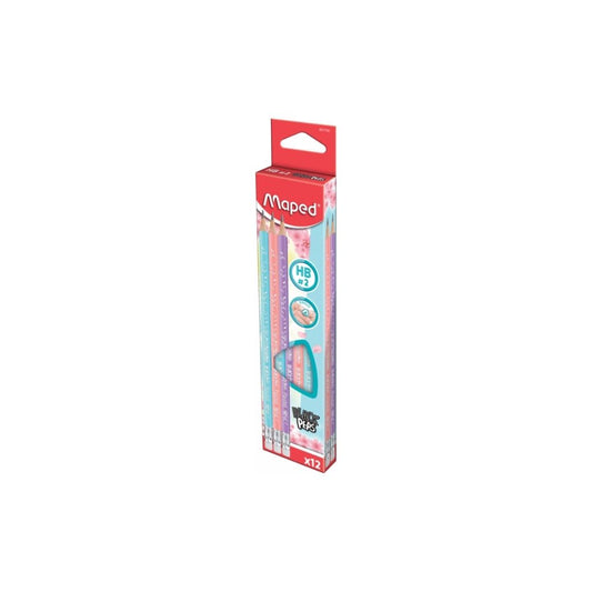 LAPICES GRAFITO HB CUERPO PASTEL C/GOMA 12/1 CAJA BL PAQ. 12