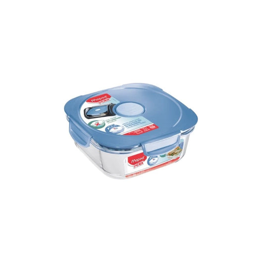 RECIPIENTES P/MERENDAR DE VIDRIO TAPA AZUL UNIDAD 1