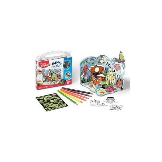 MINIBOX - ACUARIO P/COLOREAR - POP UP TARJETA + COLOREAR PAQ. 4