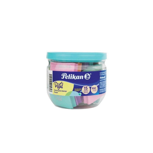 GOMAS DE BORRAR COLORES PASTELES PAQ. 15