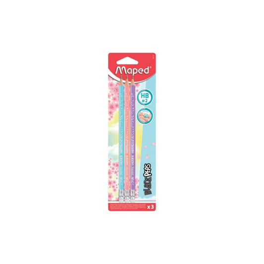 LAPIZ DE GRAFITO PASTEL CON GOMA HB X 3 PAQ. 12