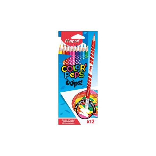 JUEGO LAPICES COLORES BORRABLES 12/1 PAQ. 12