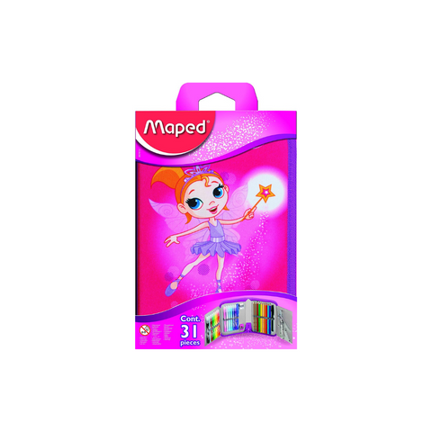 JUEGO ESCOLAR EN ESTUCHE C/ZIPPER FAIRY 31pzs BLISTER