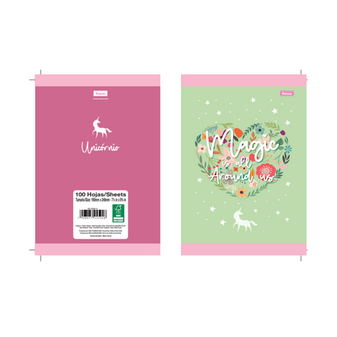 CUADERNO COSIDO 200 PAG. UNICORNIO