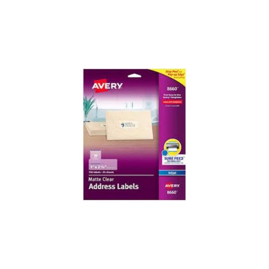 ETIQUETAS P/INKJET (1x2-5/8) CLEAR 750L UNIDAD 1