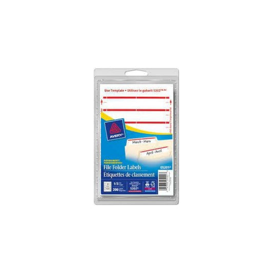 ETIQUETAS P/FOLDERS 1/3 (9/16 X 3-7/16)ROJA PAQ. 6